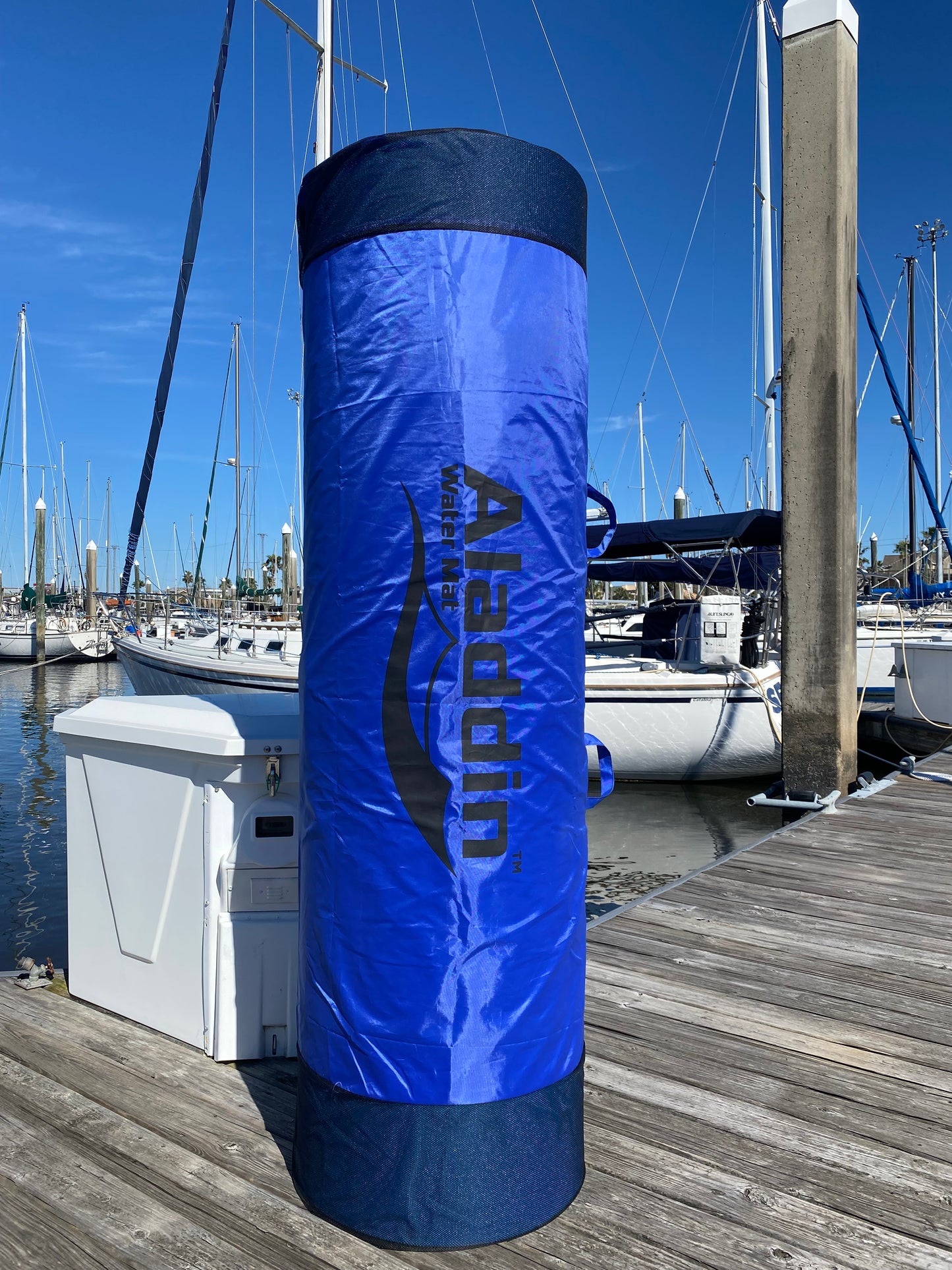 Storage Bag, Nylon with Mesh Inserts and Mounting Hooks, Fits 9', 12' & 18'  ALADDIN WATER MATS, Navy Blue