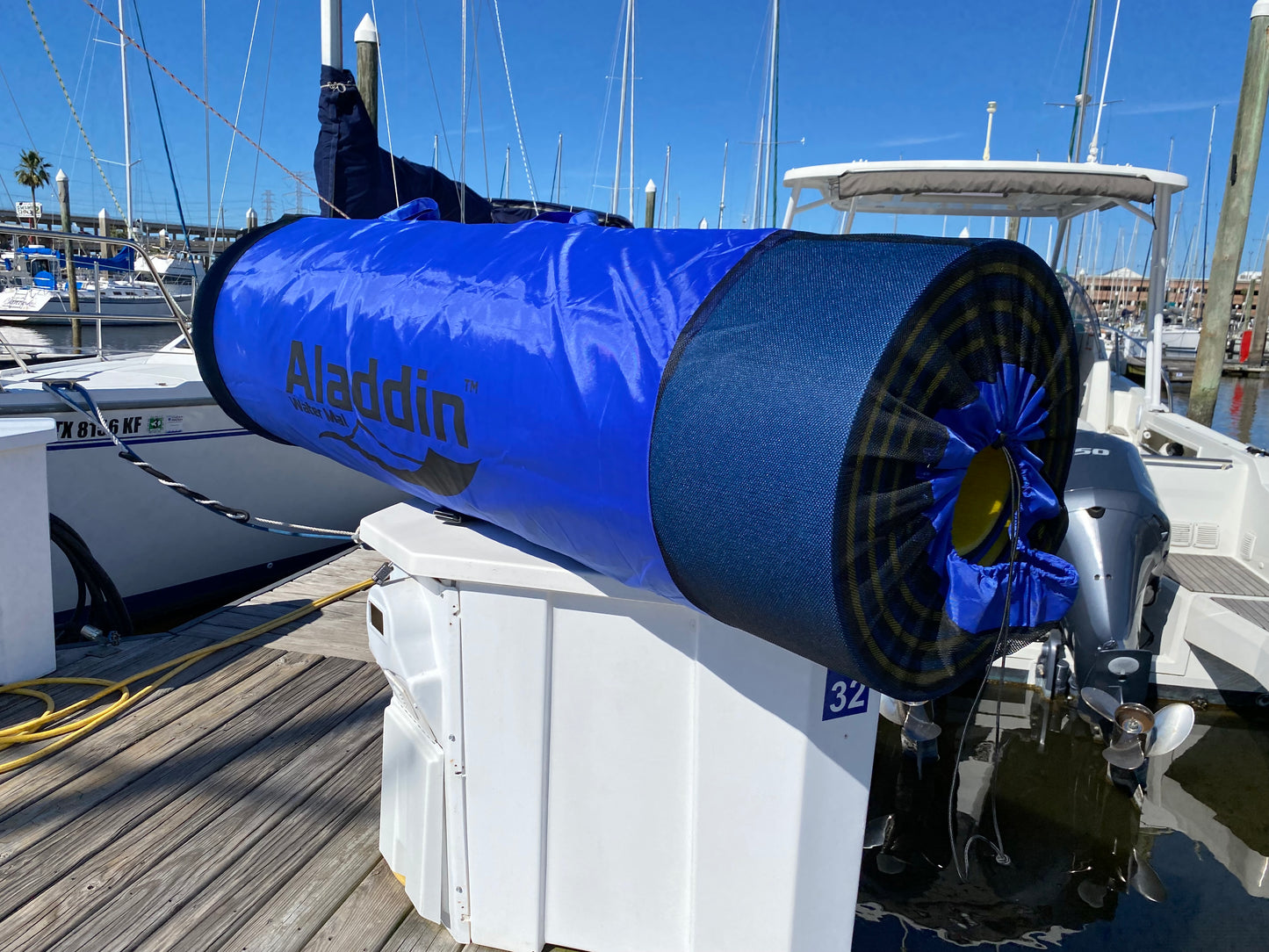 Storage Bag, Nylon with Mesh Inserts and Mounting Hooks, Fits 9', 12' & 18'  ALADDIN WATER MATS, Navy Blue