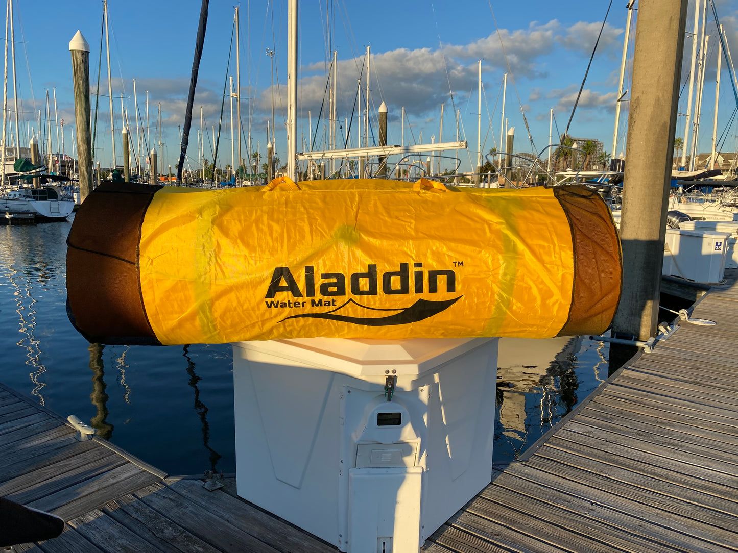 Storage Bag, Nylon with Mesh Inserts and Mounting Hooks, Fits 9', 12' & 18'  ALADDIN WATER MATS, YELLOW