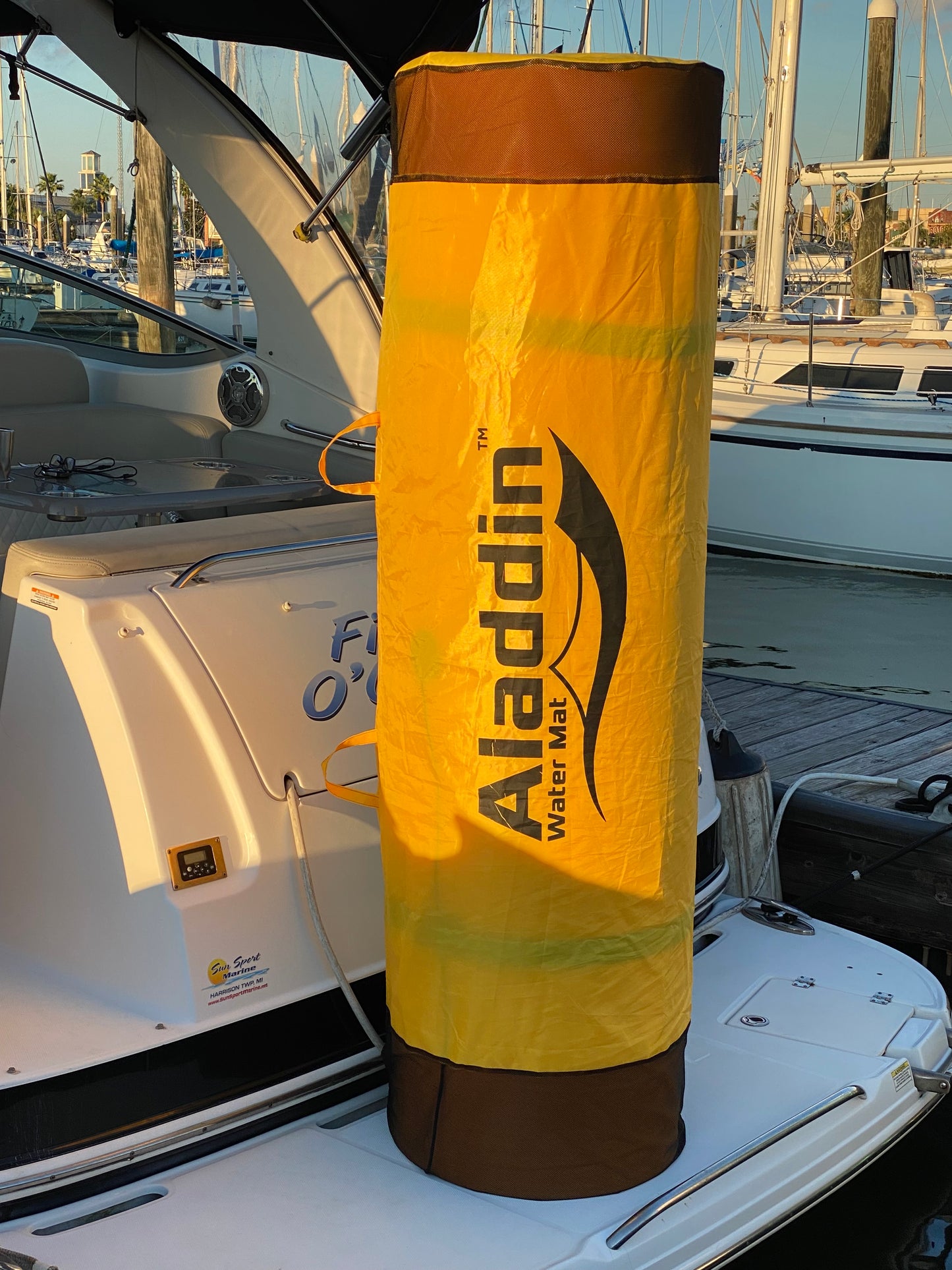 Storage Bag, Nylon with Mesh Inserts and Mounting Hooks, Fits 9', 12' & 18'  ALADDIN WATER MATS, YELLOW