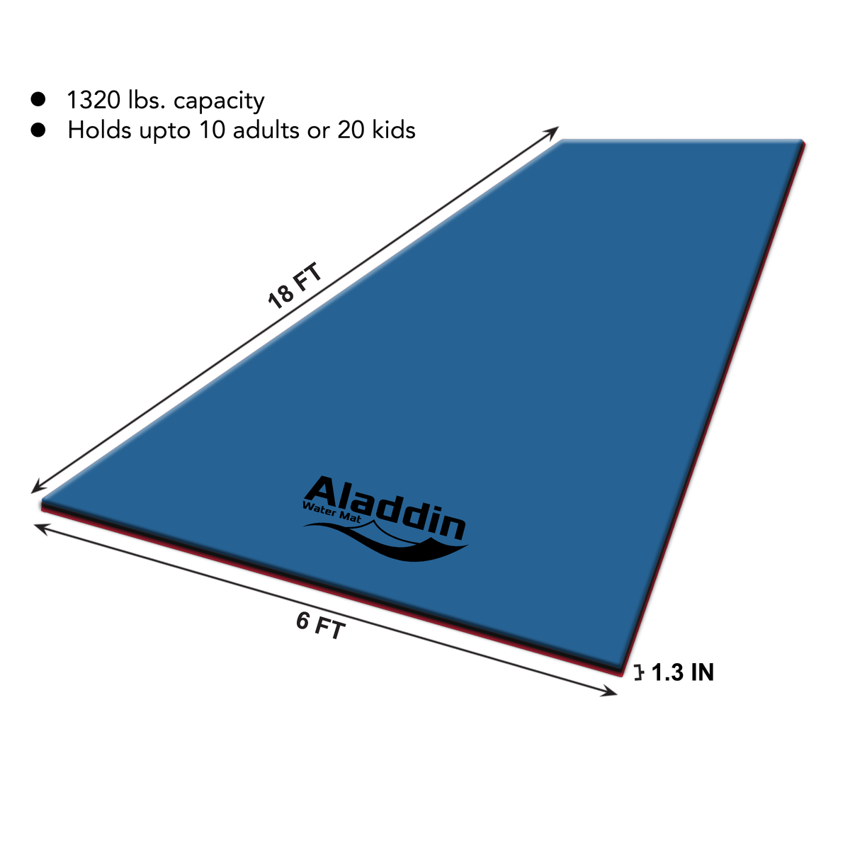 Aladdin Water Mat™ (18x6) Floating Water Mat, Premium Foam (Red/Blue ...