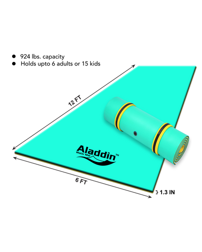 Aladdin Water Mat™ (12x6) Floating Water Mat, Premium Foam (Green/Black/Yellow)