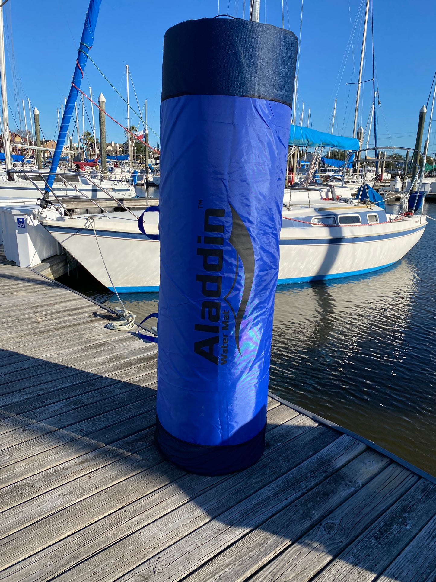 Storage Bag, Nylon with Mesh Inserts and Mounting Hooks, Fits 9', 12' & 18'  ALADDIN WATER MATS, Navy Blue